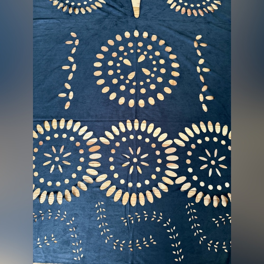 Raj Black Boho Cutout Fringe Shawl - Picture 7 of 8